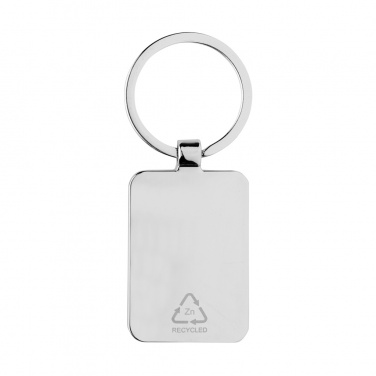 Logotrade corporate gift image of: RCS recycled zinc alloy rectangle keychain with bamboo