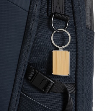 Logotrade promotional merchandise picture of: RCS recycled zinc alloy rectangle keychain with bamboo