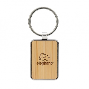 Logotrade business gift image of: RCS recycled zinc alloy rectangle keychain with bamboo