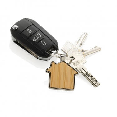 Logo trade promotional giveaway photo of: RCS recycled zinc alloy house keychain with bamboo