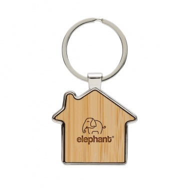 Logo trade promotional giveaway photo of: RCS recycled zinc alloy house keychain with bamboo