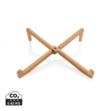 Logo trade promotional items image of: Bamboo portable laptop stand