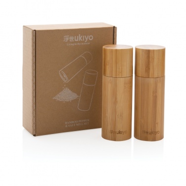 Logo trade promotional gift photo of: Ukiyo bamboo salt and pepper mill set