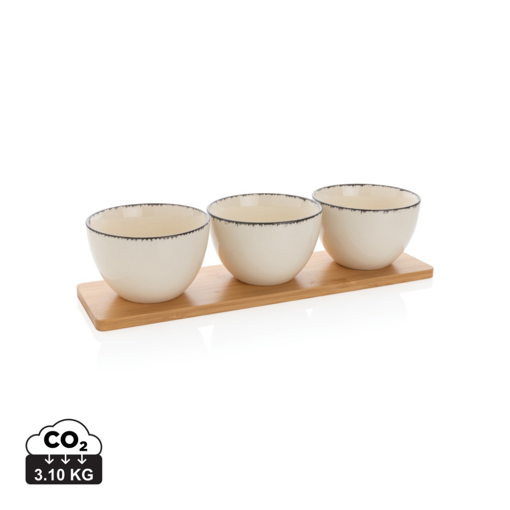 Logo trade promotional item photo of: Ukiyo 3pc serving bowl set with bamboo tray