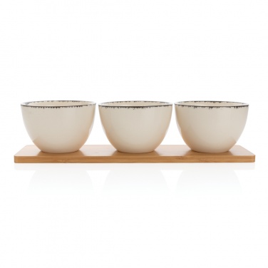 Logotrade business gift image of: Ukiyo 3pc serving bowl set with bamboo tray