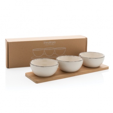 Logo trade promotional items picture of: Ukiyo 3pc serving bowl set with bamboo tray