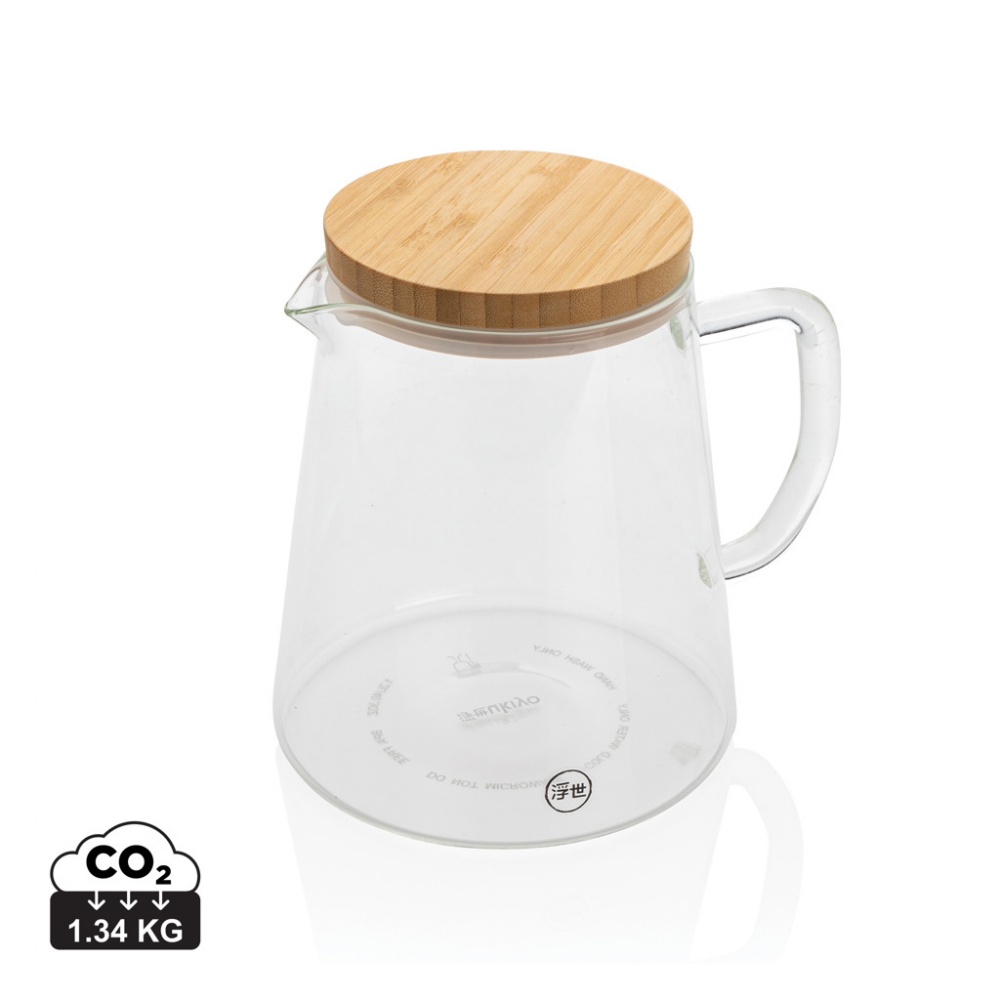 Logotrade promotional item picture of: Ukiyo borosilicate glass carafe with bamboo lid 1.2L