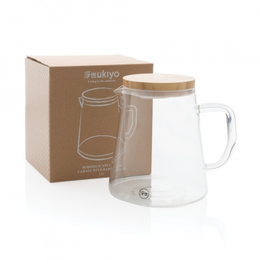 Logo trade promotional items picture of: Ukiyo borosilicate glass carafe with bamboo lid 1.2L