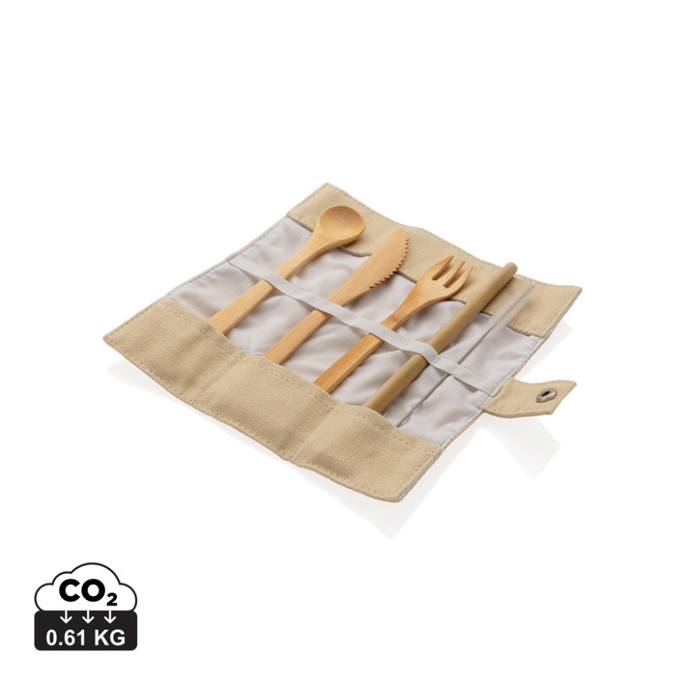 Logo trade promotional products picture of: Reusable bamboo travel cutlery set