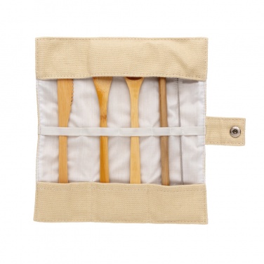 Logo trade advertising products image of: Reusable bamboo travel cutlery set