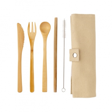 Logo trade promotional gift photo of: Reusable bamboo travel cutlery set