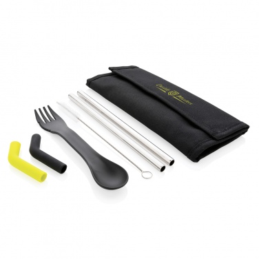 Logo trade advertising products image of: Tierra 2pcs straw and cutlery set in pouch