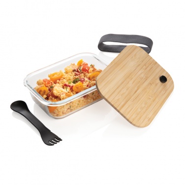 Logo trade promotional items image of: Glass lunchbox with bamboo lid