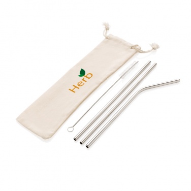 Logotrade advertising product image of: Reusable stainless steel 3 pcs straw set