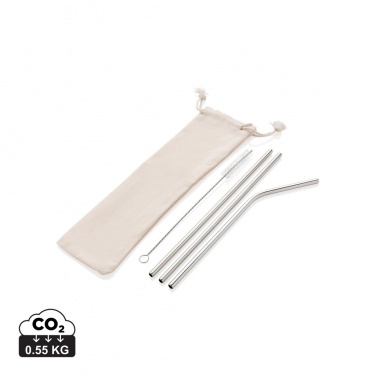 Logo trade corporate gifts image of: Reusable stainless steel 3 pcs straw set