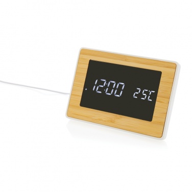 Logotrade promotional gift picture of: Utah RCS recycled plastic and bamboo LED clock