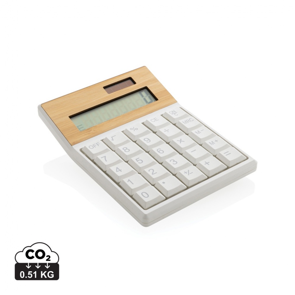 Logo trade promotional products image of: Utah RCS recycled plastic and  bamboo calculator