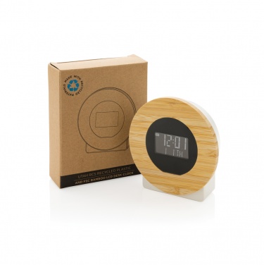 Logotrade promotional item image of: Utah RCS rplastic and bamboo LCD desk clock