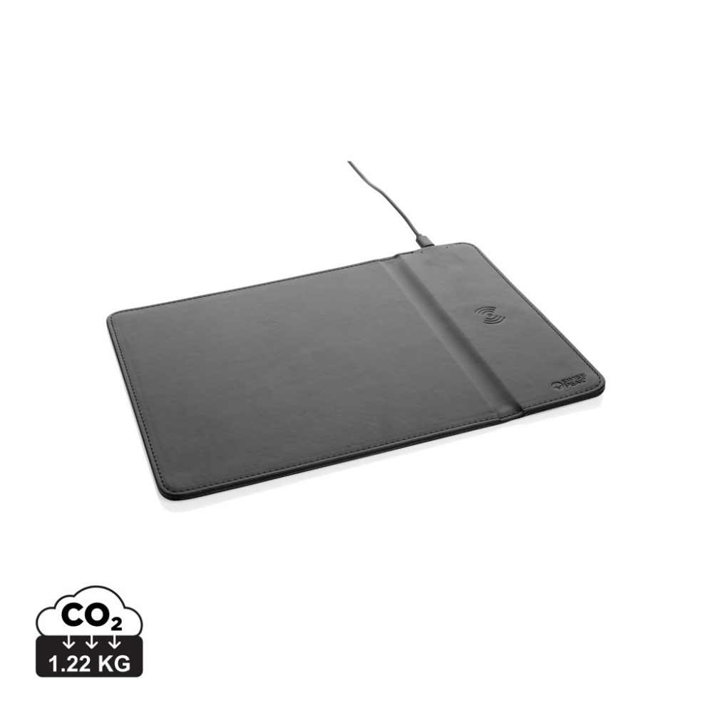 Logo trade promotional gifts picture of: Swiss Peak RCS recycled PU 10W wireless charging mousepad