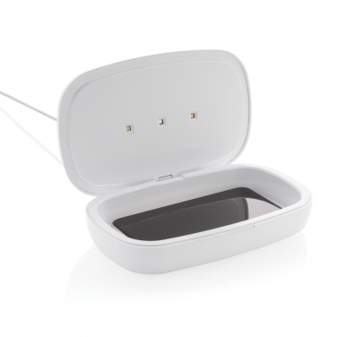 Logo trade corporate gifts image of: UV-C steriliser box with 5W wireless charger