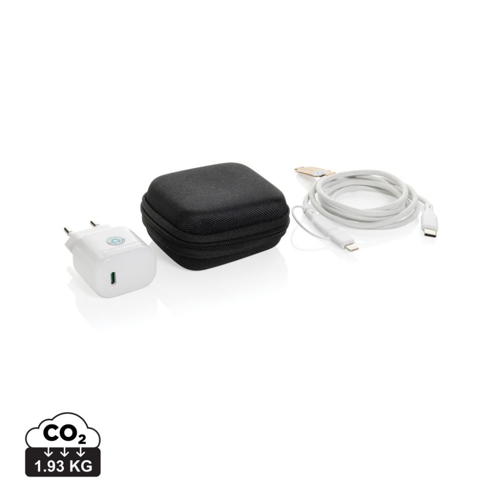 Logotrade promotional item image of: Boost RCS reycled PET 20W type C 2 pcs charging set