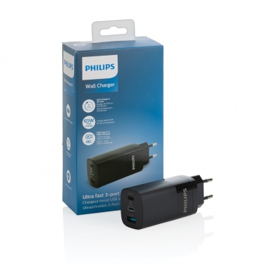 Logo trade advertising products picture of: Philips 65W ultra fast PD 3-port USB wall charger