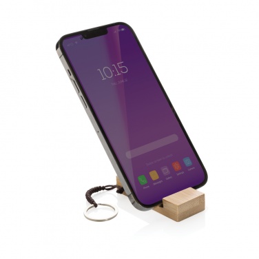 Logotrade promotional merchandise picture of: Standkey bamboo keychain phone stand