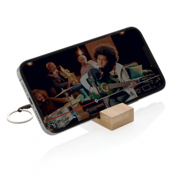 Logo trade promotional gifts image of: Standkey bamboo keychain phone stand