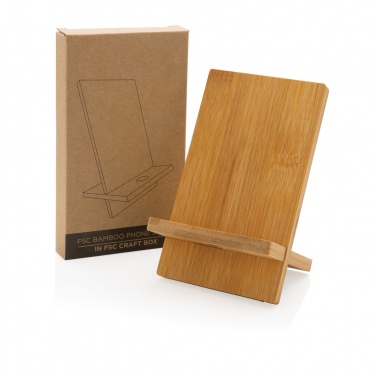 Logo trade promotional items picture of: Bamboo phone stand in kraft box