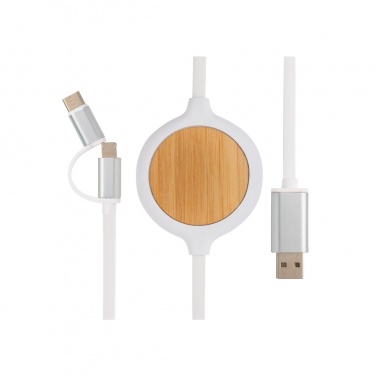 Logotrade promotional gift picture of: 3-in-1 cable with 5W bamboo wireless charger