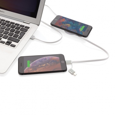 Logo trade promotional giveaway photo of: 3-in-1 cable with 5W bamboo wireless charger