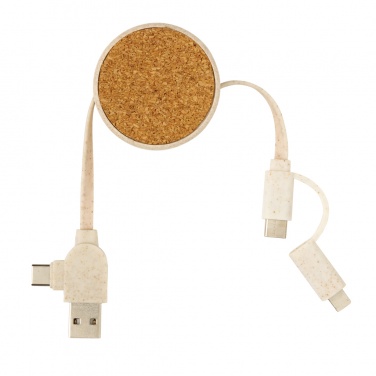 Logotrade advertising products photo of: Cork and Wheat 6-in-1 retractable cable