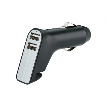 Logo trade promotional gifts image of: Dual port car charger with belt cutter and hammer