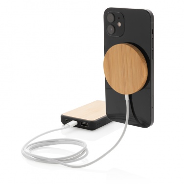 Logo trade promotional products picture of: 10W bamboo magnetic wireless charger