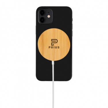 Logo trade promotional giveaway photo of: 10W bamboo magnetic wireless charger