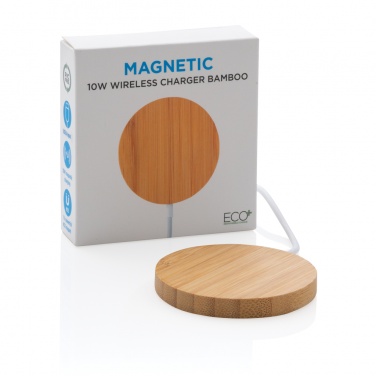 Logo trade advertising products picture of: 10W bamboo magnetic wireless charger