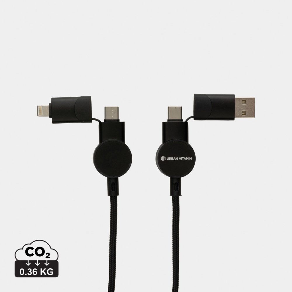 Logo trade corporate gift photo of: Oakland RCS recycled plastic 6-in-1 fast charging 45W cable