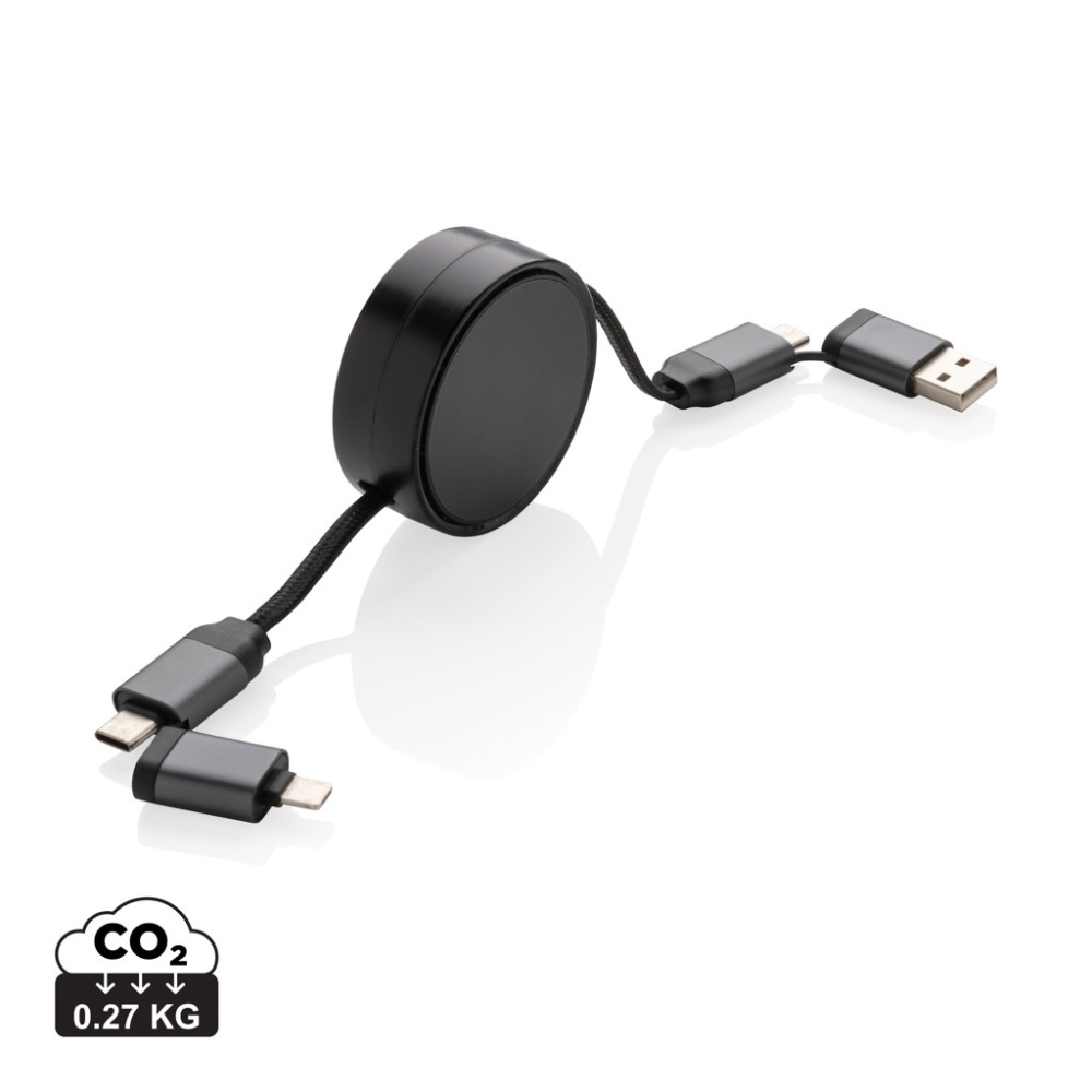 Logotrade promotional giveaways photo of: Terra RCS recycled aluminium retractable 6 in 1 cable