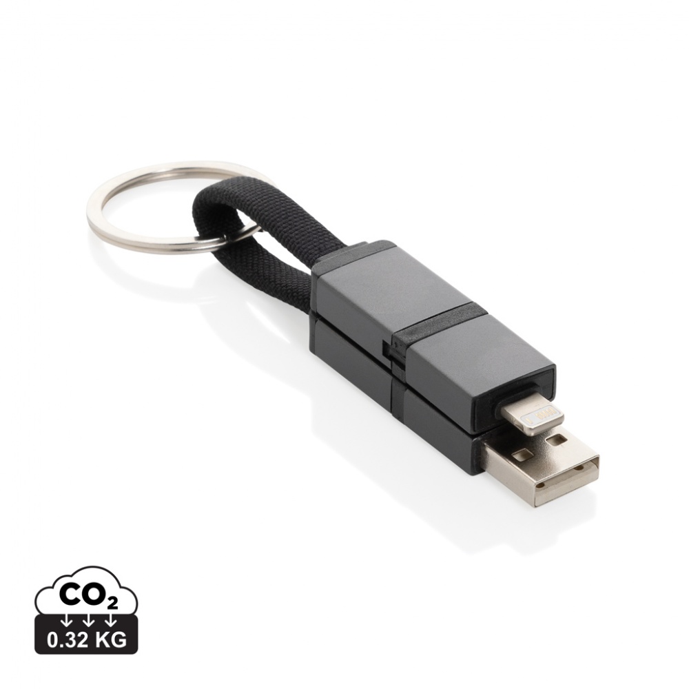 Logo trade promotional giveaways image of: Terra recycled aluminum 4 in 1 60W fast charging cable