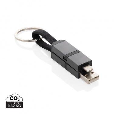 Logo trade advertising products image of: Terra recycled aluminum 4 in 1 60W fast charging cable