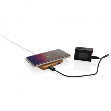 Logo trade promotional product photo of: Bamboo 5W wireless charger with USB