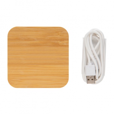 Logo trade advertising products image of: Bamboo 5W wireless charger with USB