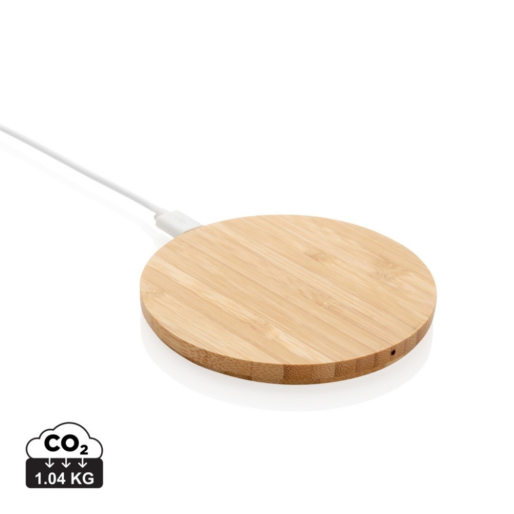 Logotrade promotional product picture of: Bamboo 5W round wireless charger