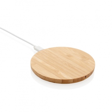 Logo trade promotional items image of: Bamboo 5W round wireless charger