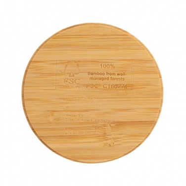 Logo trade promotional gift photo of: Bamboo 5W round wireless charger