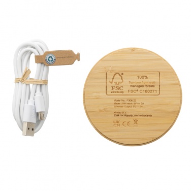 Logotrade promotional giveaway picture of: Bamboo 5W round wireless charger