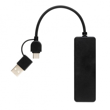 Logo trade promotional merchandise image of: RCS recycled plastic USB hub with dual input