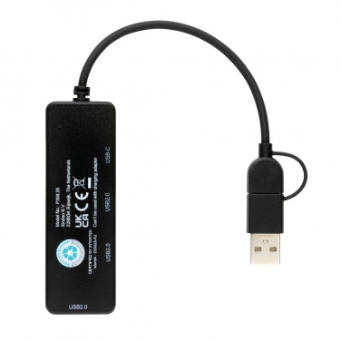 Logo trade promotional item photo of: RCS recycled plastic USB hub with dual input