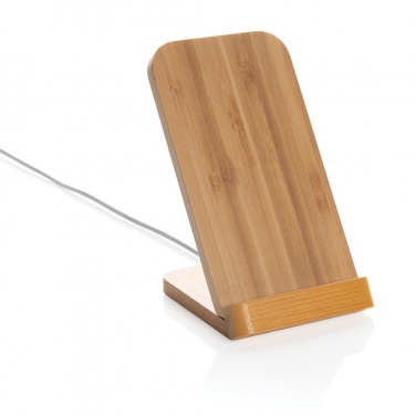 Logo trade advertising products image of: Bamboo 5W wireless charging stand