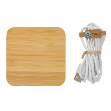 Logo trade promotional items picture of: Bamboo 10W wireless charger with USB